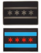 Chicago City Flag Patch [2PC -PVC Rubber -Hook Fastener Backing -CH15,16] picture