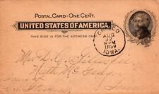 United States Super Rare 1899 Postal Card Jefferson Stamp Iowa Postmark picture