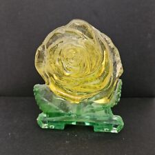 Vtg Yellow Rose Green Napkin Holder Lucite Retro Hippie Flower House Of Glass  picture