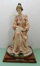 GUISEPPE ARMANI Capodimonte Victorian Lady With Embroidery Statue Sculpture RARE picture