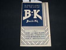 1920'S B-K BACILI-KIL DISINFECTANT SANITATION DIRECTIONS GUIDE - J 9168 picture