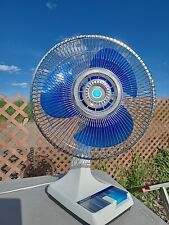 Vintage KUO HORNG Blue Blade Oscillating Fan 20