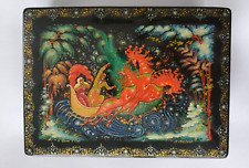 Russian Palekh Black Lacquer Hand Painted Trinket Box 6