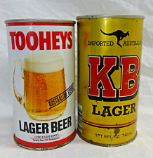 KB Lager & Tooheys Lager Big Tin Beer Cans Australia 1 Pint 9 oz & 1 Pint 8 oz picture