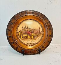 Vintage Hand Crafted Wooden Plate Krakow Poland Wall Hanging - Hand Carved Paint picture