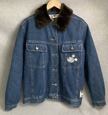 Vintage Disney Catalog Womens Size L Mickey Street Wear 28 Faux Fur Denim Jacket picture