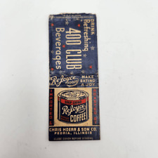 Vintage Matchcover Re-Joyce Coffee 400 Club Beverages Coffee Bobtail Chris Hoerr picture