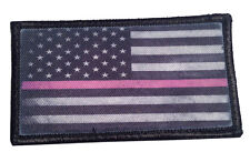 thin pink line ribbon flag breast cancer awareness embroidered patch pack of 4 picture