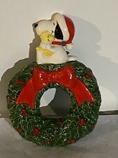 Very Rare 1958 Snoopy Christmas Wreath 6.5 Inches Tall  Ceramic Wall Plaque picture