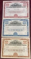 Antique Vintage 1940s-50s Combo Western Pacific Railroad Co. Stock Certificate picture
