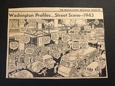 1940’s Washington Profiles Street Scene 1943 Political Cartoon Newspaper Clip picture