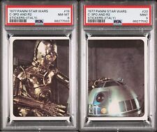 1977 PANINI STICKERS STAR WARS (ITALY) 19 & 20 C-3PO AND R2 PSA 8 and 9 picture