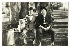 Laurel & Hardy with Dog on Park Bench 1991 Larry Harmon Postcard picture