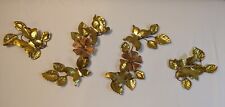 4 Vintage Mid Century Modern Textured Brass Butterfly Copper Flower Wall Decor  picture