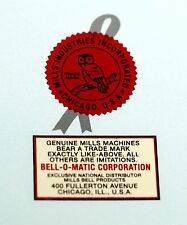 BELL-O-MATIC, MILLS NOVELTY CO LOGO, WATER SLIDE DECAL # DS 1074 picture
