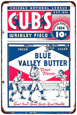 1934 Chicago Cubs Baseball Program Cover - Blue Valley Butter Metal sign picture