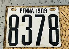 1909 Pennsylvania Porcelain License Plate 8378 ALPCA STERN CONSIGNMENT TU picture