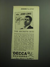 1957 Decca Records Album Ad - Jerry Lewis just Sings - The secret's out picture