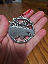 Havstad Tinn Pewter Made in Norway Circle Moose Christmas Ornament picture