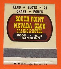 South Point Nevada Club Nevada Front Strike Casino 20-Strike Matchbook Unstruck picture