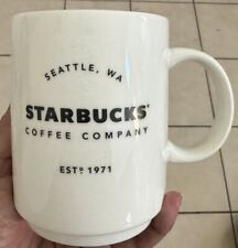 Starbucks Coffee Company White Ceramic Coffee 14 oz Mug Cup Seattle WA Est 1971  picture