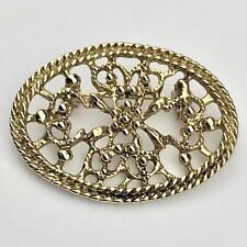 Oval Gold Tone Pin Vintage Brooch picture