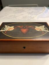 Vintage LANE Cedar Chest Jewelry Box w Key - Signed Patty Butters -Doves & Heart picture