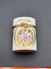 Limoges France FLORAL BOUQUET GOLD Hinged Porcelain Trinket Box Peint Main picture