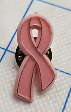 VTG Lapel Pinback Hat Pin Plastic Pink Cancer Awareness Support Ribbon  picture