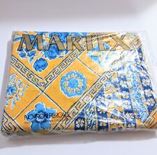 Vtg MARTEX Percale Full Sz Flat Sheet Blue Yellow NOS 1974 fLORAL picture