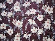 Vintage Chintz Fabric 2.3 YDS Plum & Floral Fern Leaf Print 1940's Cotton Chintz picture