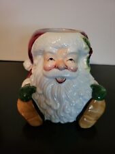 2001 Fitz & Floyd Candy Lane Santa Candle Cup Christmas Holiday picture