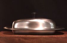 Mid Century Vintage International Decorator Stainless Butter Dish Tray Lid 8687 picture