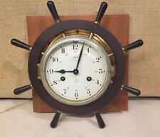 Old Vtg SCHATZ Royal Mariner 8 Day Ships Clock W/Key Brass Wood Made in Germany picture