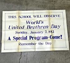 Antique 1912 World's United Brethren Day Broadside 22.5