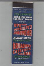 1930s Matchbook Cover Federal Match Co Broadway Cafeteria & Bar New York, NY picture