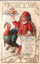 Vintage Postcard 1910's Thanksgiving Menu Cake Turkey Special Celebration picture