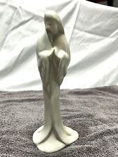 Vtg Haeger USA Pottery Madonna Virgin Mary Figurine #272 White Minimalism 12” picture