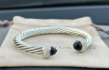 David Yurman 7mm Cable Candy Bracelet & 925 Silver Black Onyx & DIAMOND M picture