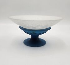 Vintage Silvestri Mouth Blown Glass Scavo Pedestal Centerpiece Bowl Mid-Century  picture