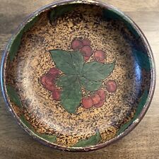 Wooden Bowl Antique Flemish Pyrography Folk Art Footed Bowl VERY UNIQUE picture