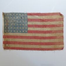 Antique 48 Star USA American Parade Flag Thin Glazed Muslin Stars and Stripes picture