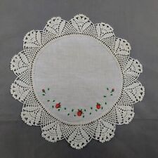 Doily Linen Table Center Vintage Embroidered Lace Handmade 38cm(15