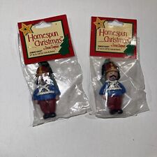 Lot of 2 Country Theme Homespun Christmas Toy Ornaments by Donna Chapman picture
