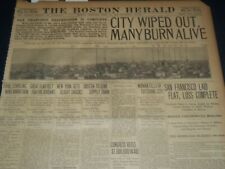 1906 APRIL 20 THE BOSTON HERALD - CITY WIPED OUT MANY BURN ALIVE - BH 297 picture