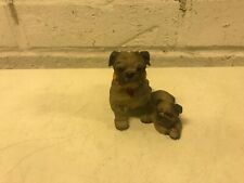 2 Dogs Figurine Possibly Puggle Sitting & Laying with Collars picture