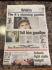 1992 Jose Canseco Traded Newspaper.  Oakland A’s Baseball picture