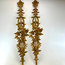 Vintage Syroco Wall Art Gold Floral Swag Pair 34