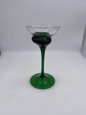 Krosno Poland Glass Tall Clean And Green Candle Holder Handblown  picture