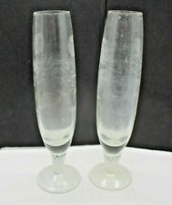 Two Vintage Etched Glass Bud Vases picture